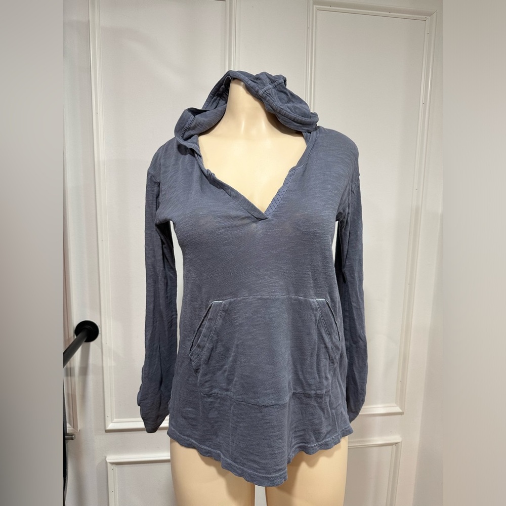 Anthropologie  Saturday Sunday Blue Hooded Long Sleeve Shirt Women’s XS